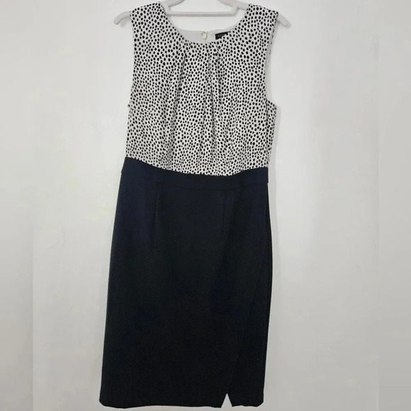 Talbots polka dot blouson pencil sheath dress faux wrap size 6 - Picture 1 of 4